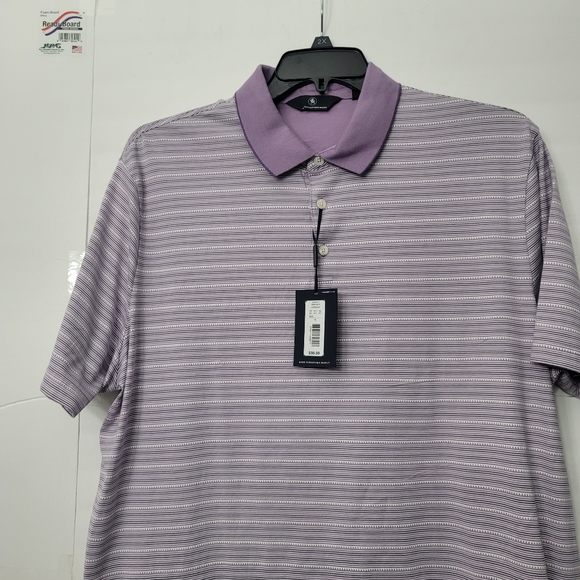 Hart Schaffner Marx Short Sleeve Shadow Stripe Polo Lavender Size XL - Picture 3 of 6